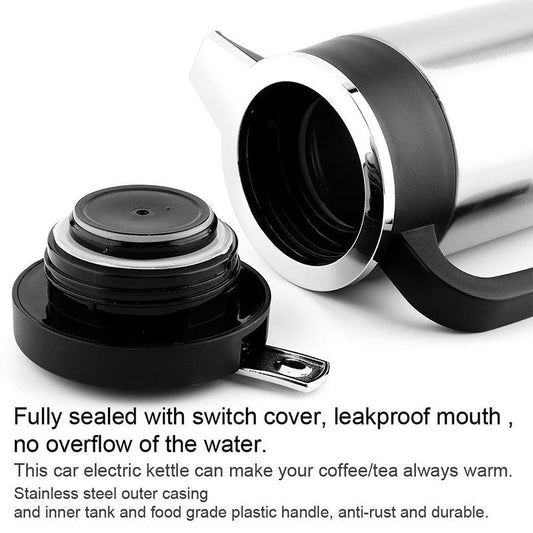24V 1000ml Car Stainless Steel Electric Heating Pot Temperature Control Kettle Coffee Tea Water Heating Cup