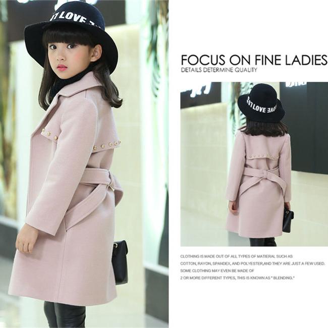 Festive Christmas Clothes Girls Coat Children's Woolen Coat Mid-length Red Fashion Thick Winter Clothes