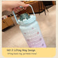 2L Sports Straw Water Bottle with Stickers Portable Large Capacity Fitness Bike Cup Summer Ice Cold Water Jug