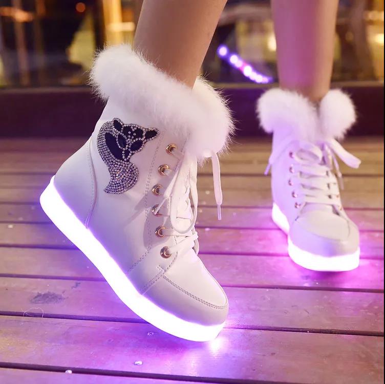 Waterproof Children's Luminous Shoes USB Charging Colorful Luminous Shoes Girls' Light Shoes Boys' Street Dance Performance Shoes