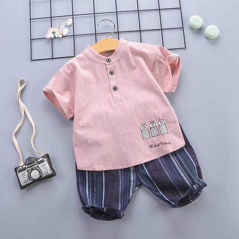 Two-piece Suit Cotton Linen Children's Clothes for Boys Girls Babies Infants Children's Clothing Suits