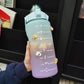 2L Large-capacity Water Bottle with Bounce Lid Timeline Reminder Leak-proof Frosted Cup for Outdoor Sports and Fitness