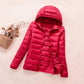 Winter Women Ultralight Thin Down Jacket White Duck Down Hooded Jackets Long Sleeve Warm Coat Parka Female Portable Outwear