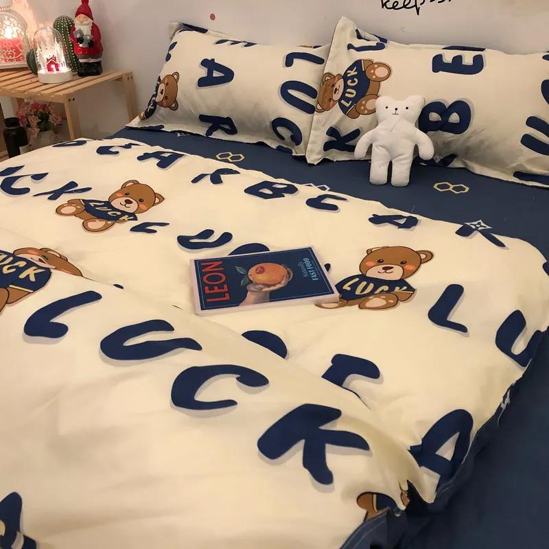 European and American Retro Ins Korean Lace Pastoral Style Small Floral Bed Four-piece Sanding Quilt Cover Three-piece Set