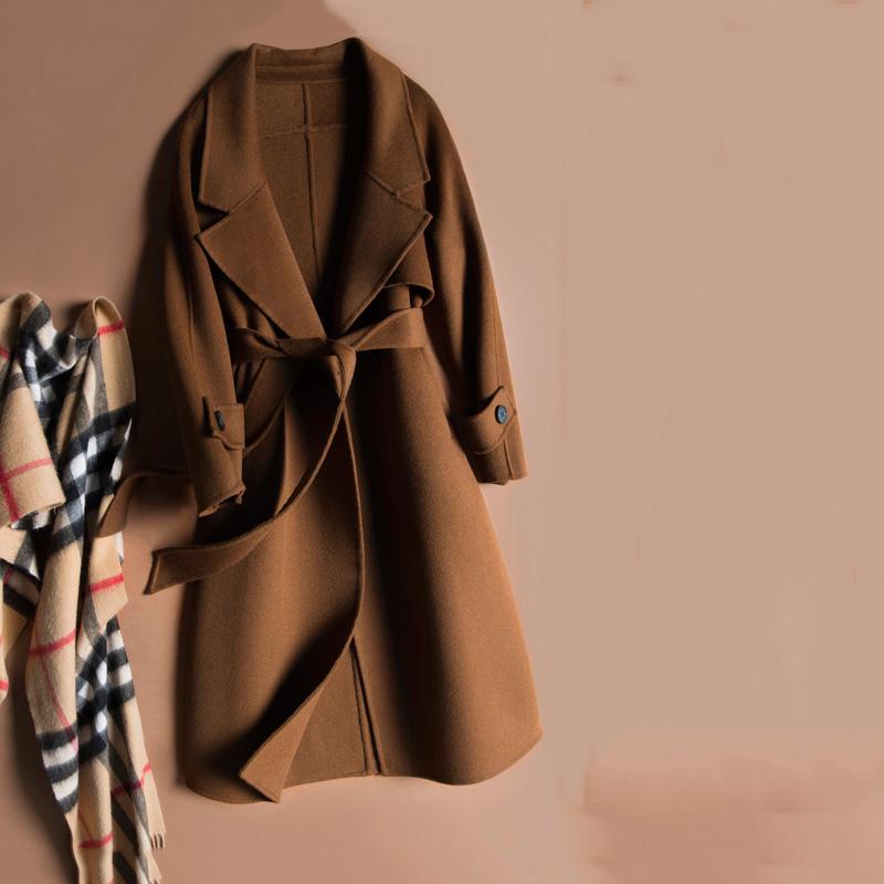 Cashmere Coats Women Woolen Coats Women Winter Coat with Belt Overcoat 2019 Wool Jackets Trench Coat