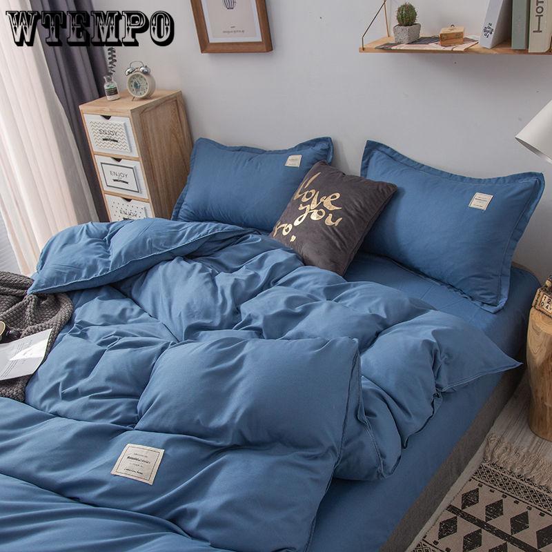 Home Solid Color Duvet Cover Set Soft Cotton Comforter Cover Pillowcase Set Single Twin Queen King Sizes Quilt Cover Set
