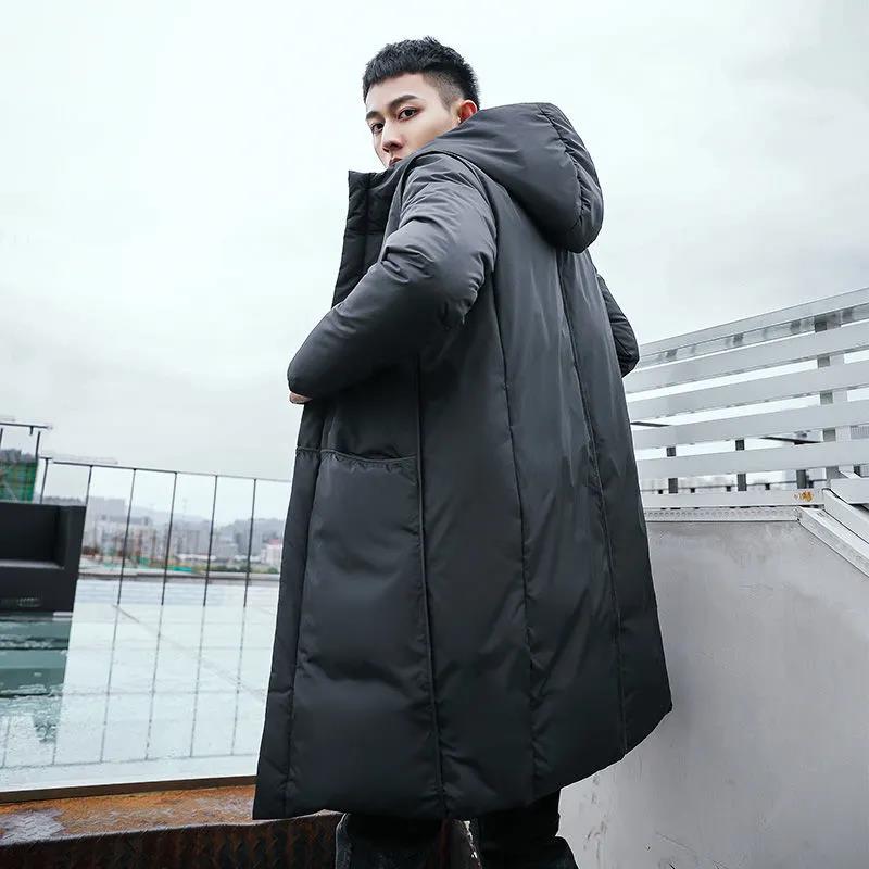 Down Jacket Men's Men's Trend Over The Knee Thick Winter Simple Casual High-end Mid-length Jacket