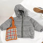 Girls' Down Jacket Short Plaid Children's Clothing Winter Jacket with Velvet Padded Warm Jacket