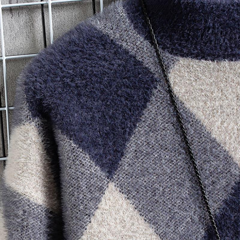Mens Thick Mink Velvet Turtleneck Sweatshirts Men Fashion Loose Knit Warm Sweater Trendy Sweaters