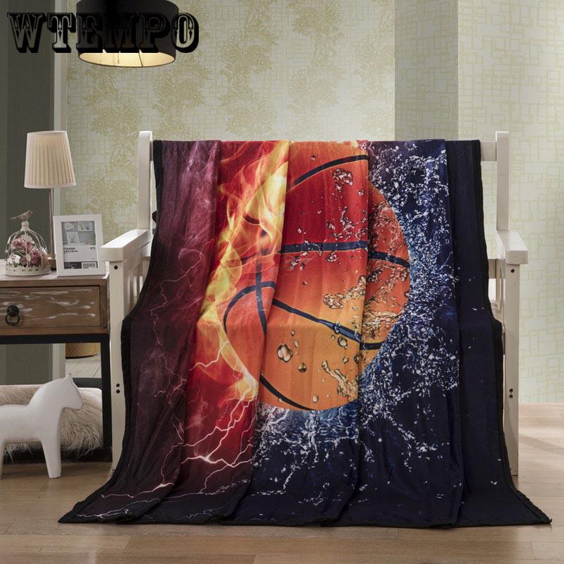 football Printing Flannel Lamb Cashmere Double Sided Blanket Thick Winter Warm