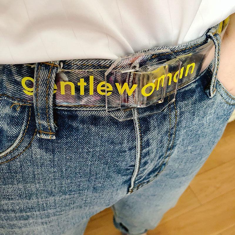 Letter Transparent Belt Female Simple Wild Korean Student Jelly PVC Pants Belt Female
