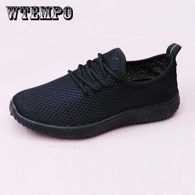 Women Black Sneakers Summer Fashion Mesh Lace Up Casual Shoes Ladies Flat Shoes