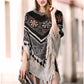 Bohemian Ethnic V-neck Sweater Women's Mid-length Pullover Cape Shawl Batwing Sweater Coat Tassel Sweater Autumn Winter