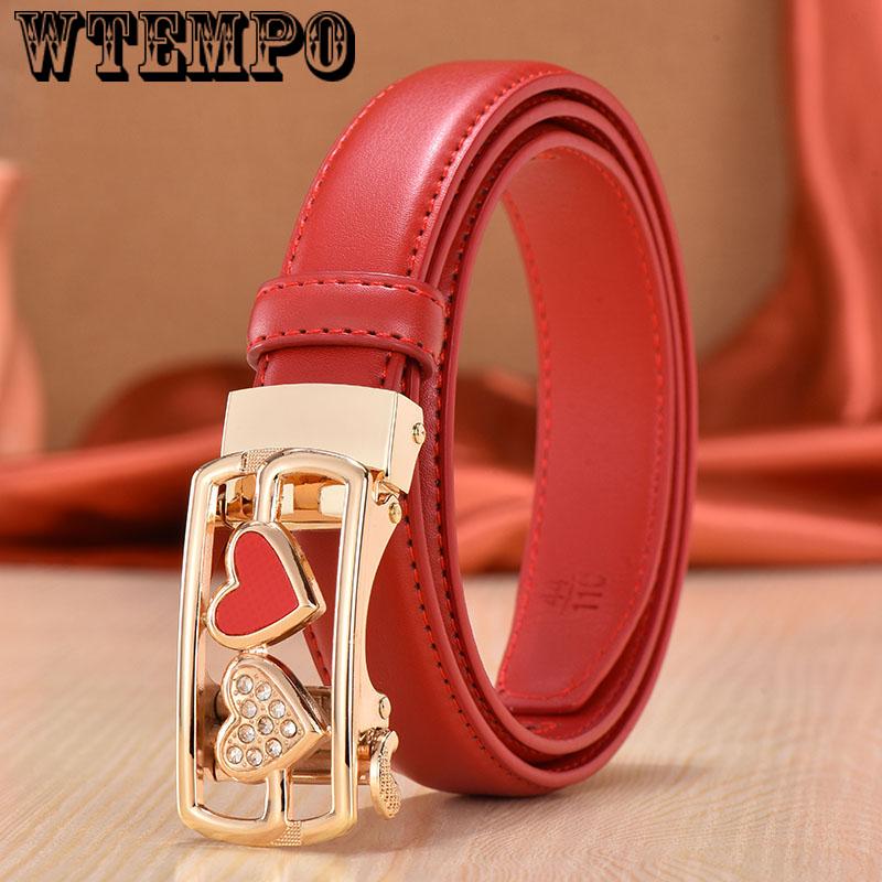 Genuine Leather Belts for Women Automatic Buckle Waist Belt for Jeans Pants Designer Waist Belt