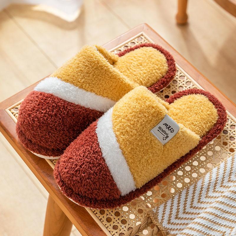 Autumn and Winter Pure Cotton Slippers Indoor Non-slip Soft-soled Shoes Warm Simple Plush Cotton Shoes