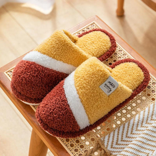 Autumn and Winter Pure Cotton Slippers Indoor Non-slip Soft-soled Shoes Warm Simple Plush Cotton Shoes