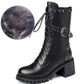 Autumn and Winter Martin Boots Women British Style Rivet Boots Motorcycle Boots Military Boots Plus Velvet Warm Snow Boots Winter Boots