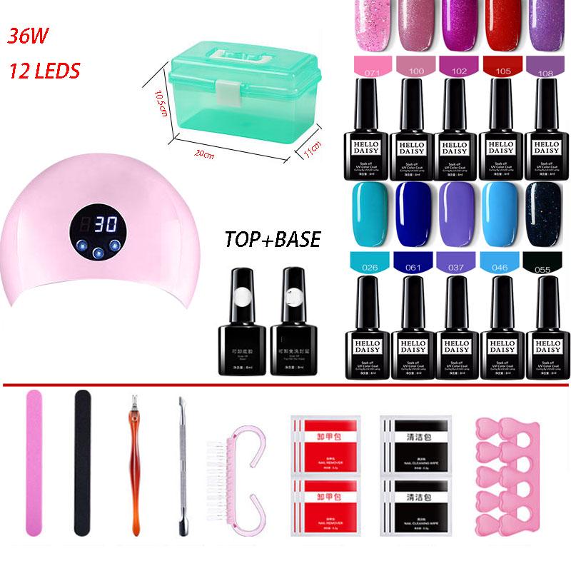 Nail Set UV LED Lamp Dryer With 10pcs Nail Gel Polish Kit Manicure Tools Set Nail Art Tools