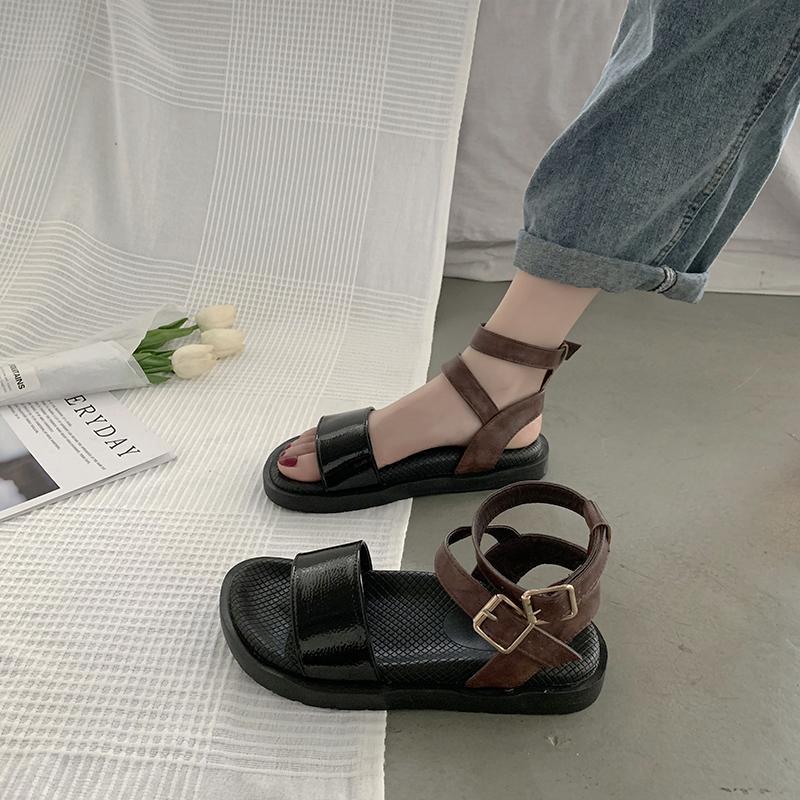 Sandals for Female Students Korean Version Summer Fashion Trend Wild Fairy Style Strappy Platform Platform Flat Shoes