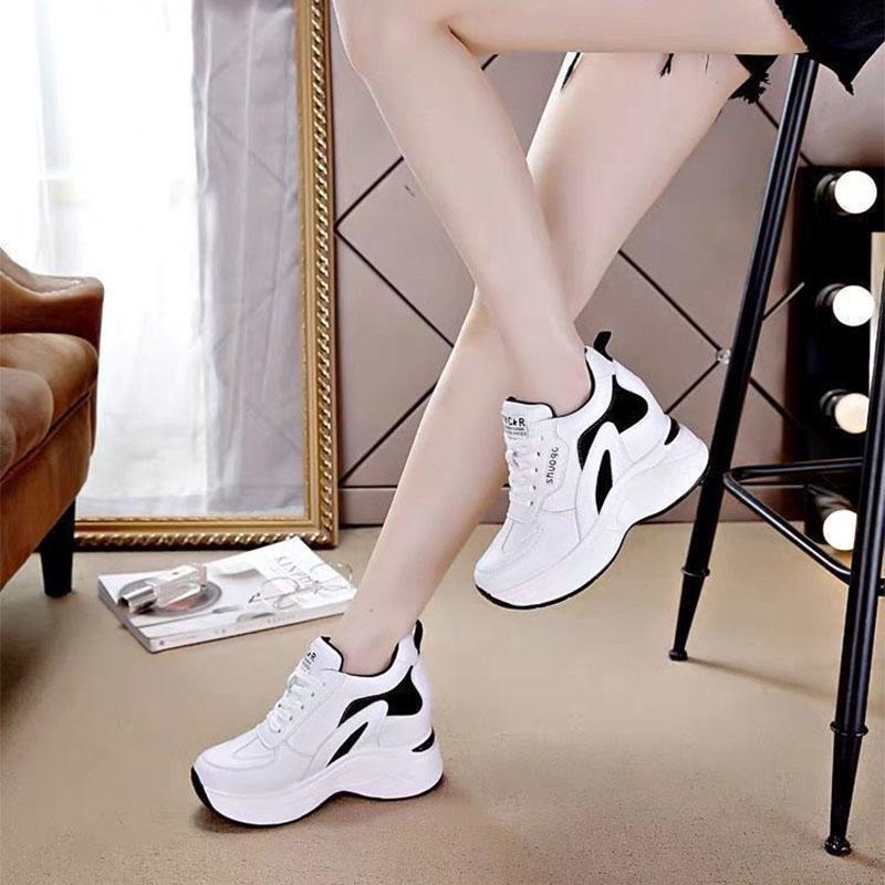 Inner Increase Sports Shoes Women's Spring and Autumn 2021 Fashion Thick-soled White Shoes Casual All-match Thin Daddy Shoes Net Shoes