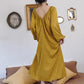Women's Autumn Nightdress Ice Silk Backless Comfortable High Quality Pajamas Sexy Deep V Homewear Out Wear Loose Solid Color Printing Nightdress