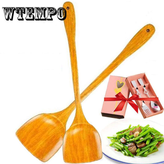 Wooden Turner Wooden Long Handle Slotted Spatula Shovel Spoon Mixed Holder