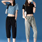 Cotton Cropped Trousers Women Loose Sports Pants Summer Thin Shorts Casual Harem Breeches Student Five-point Pants