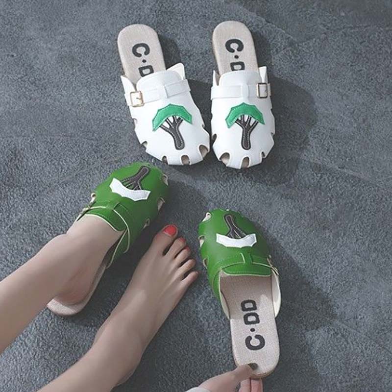 Flat Half Slippers Female Summer Korean Casual Versatile Hollow Sandals and Slippers Fashion Breathable Sandals