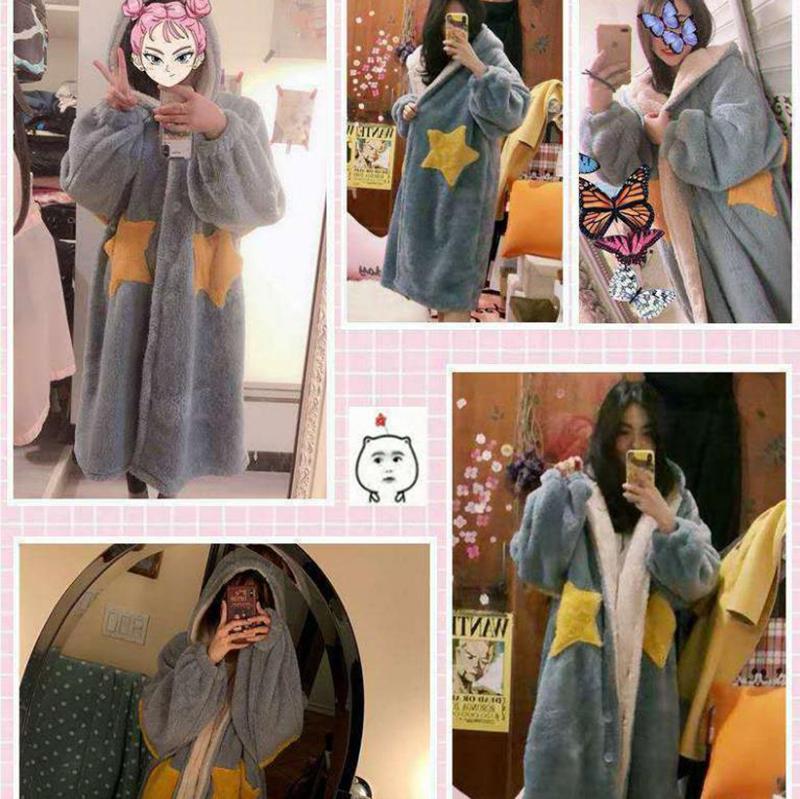 Princess Styling Ladies Home Clothes Winter Cashmere Warm Pajamas Quick-drying Bathrobe Robe Coat Long