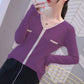 Early Autumn V-neck Knitwear Women's Long-sleeved Loose Thin Top All-match Base Sweater Outer Wear