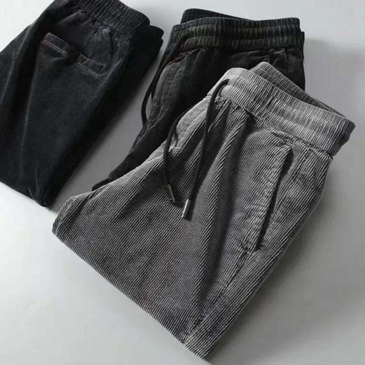 Autumn and Winter Corduroy Loose  Casual Trousers Men's Plus Velvet Thick Straight Pants