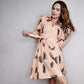 Spring Autumn Retro Print Plus Size Dress Women Slimming Nine-point Sleeve Shirt Dress