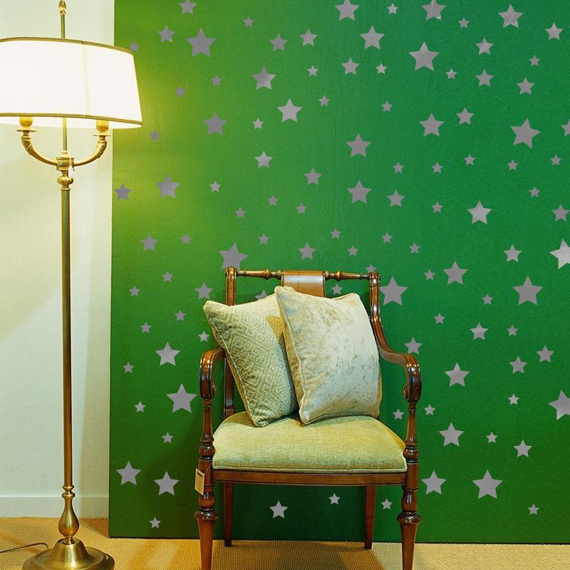 Bronze Silver Stars Bedroom Children's Room Star Decoration Glass Cabinet Free Wall Sticker