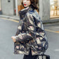 Women's Bright Print Short Down Jacket Winter Korean Loose Quilted Jacket Casual Stand-up Collar Hooded Down Jacket Quilted Jacket