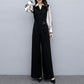 Jumpsuit Women's Casual Black Jumpsuit High-waist Wide-leg Pants Suit Casual Work Formal Wear Elegant Temperament Fabric Light and Breathable