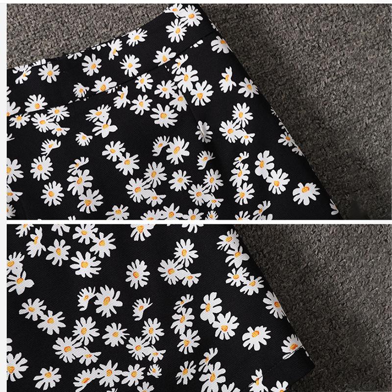 Floral Hip Skirt Women Sexy Tight A-line Printed Short Skirt Knee-length Zipper Elastic Waist Club Casual Home Office