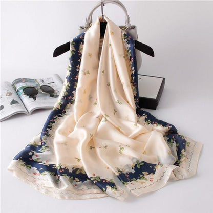 Printed Gauze Scarf Thin Versatile Warm Scarf Female Sunscreen Beach Towel Shawl Oversized Simple Temperament Silk Scarf Female