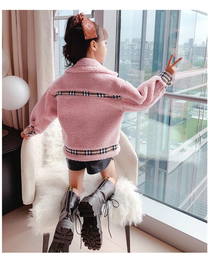 Girls Lamb Wool Coat Plus Velvet Thick Autumn and Winter Clothes Girl In Warm Top