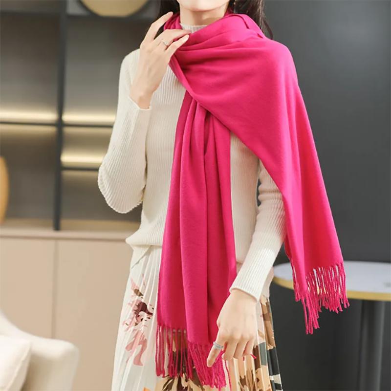 Cashmere Scarfs for Women Winter Warmth and Thick Solid Color Wool Scarfs Shawels Korean Wild Bib