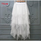 Fashion Elastic High Waist Long Tulle Skirt Women Irregular Hem Mesh Tutu Skirt Summer Party Skirt