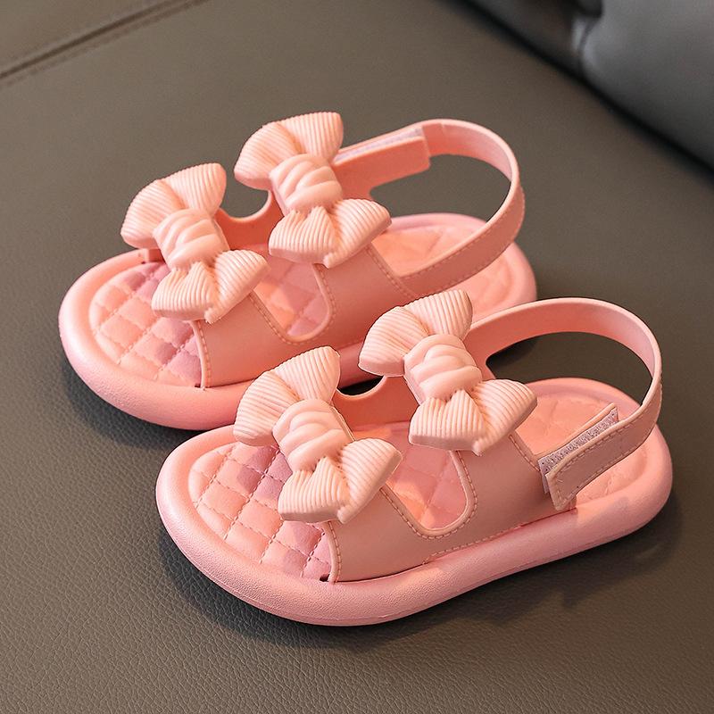 Summer Girls' Solid Color Sandals Non-slip Soft Bottom Middle and Small Children's Student Princess Shoes Open Toe Baby Beach Sandals