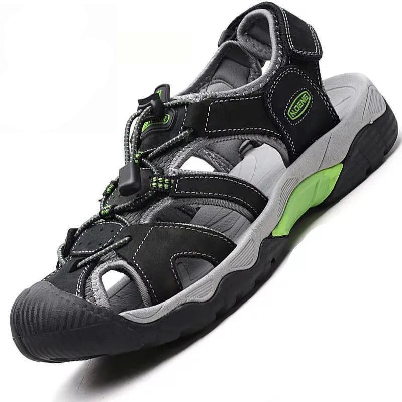 Leather Sandals Men's Summer Non-slip Hollow Outdoor Breathable Casual Beach Shoes