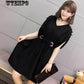 Brand Women's Leaking Shoulder Dress Summer Dress Bat Sleeve Loose Skirt
