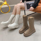 Chelsea Boots Mid-tube Boots Plus Velvet Snow Boots British Style Martin Boots Thick-soled Winter Boots Autumn and Winter
