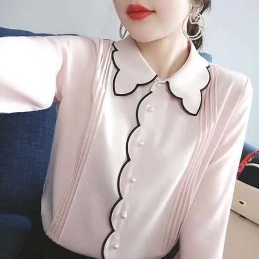 Chiffon Shirt Women's Spring Fashion Loose Large Size Western-style Bottoming Shirt Top Thin Blouse