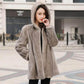 WTEMPO Winter Mink Fur Coat Female Imitation Mink Fur Coat Whole Mink Mid-length with Hood