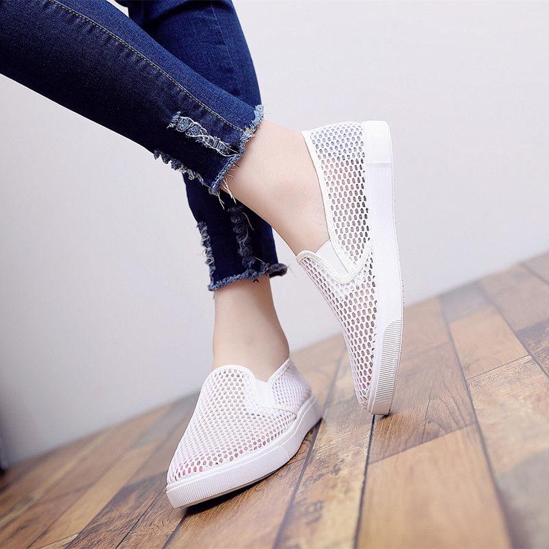 WTEMPO Summer Air White Shoe Surface Female A Pedal Students with Flat Net Movement Leisure Shoes