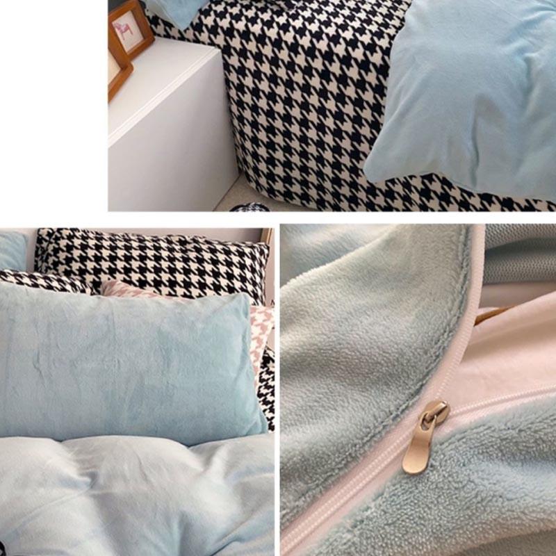 Winter Double-sided Thickening Plus Velvet Four-piece Coral Suede Is Sleeve Single Pillow Set