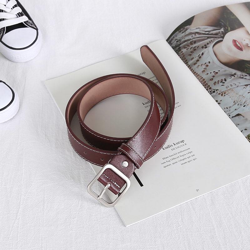 PU Belt Square Buckle Unisex Wide Belt Black Simple and Easy To Match with Dirt and Wear Resistance