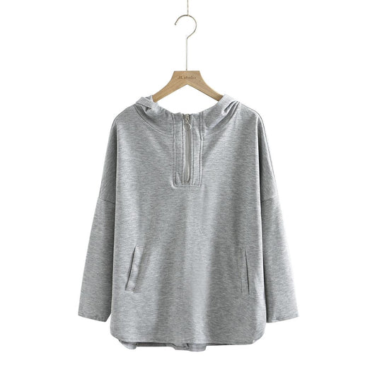 Sweatshirt Vintage Women Hoodies Gray Cotton Warm Fleece Winter Pullovers 2021 Autumn Streetwear Girls